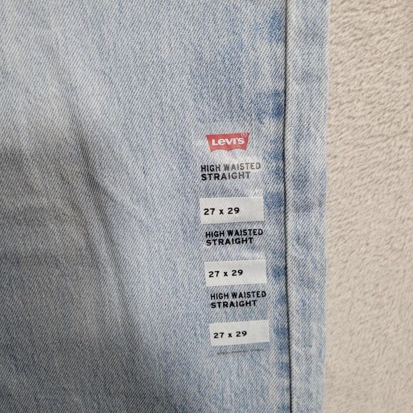 Levi's High Waisted Straight Jeans Womens 27x29 Blue Light Wash High Rise Denim - Picture 2 of 15